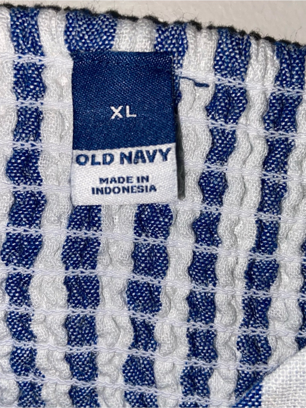 Old Navy Dress Womens XL Linen Blend Smocked Pockets Coastal Nautical Beach Blue - Picture 4 of 11